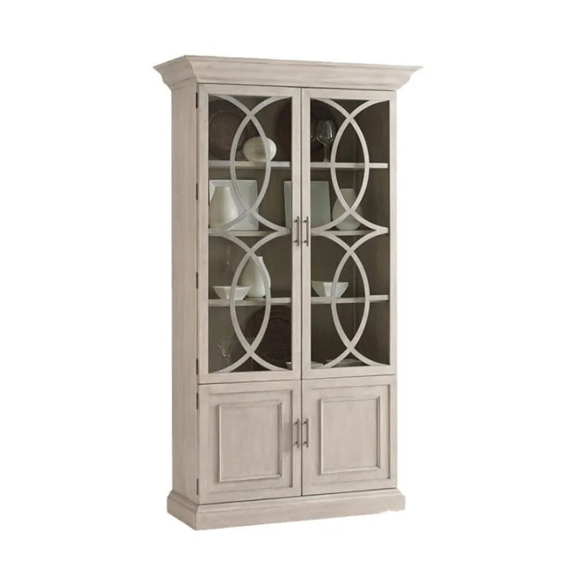solid wood dining side ca***et American style, light luxury retro old glass vil******ing room furniture wine ca***et locker