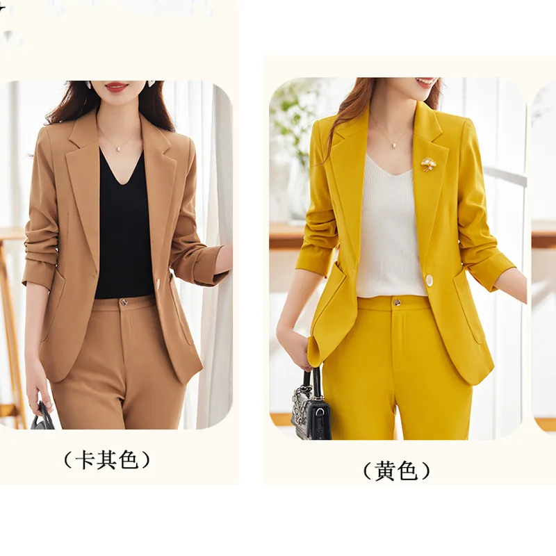 Blue Business Suit Women's Spring and Autumn Elegant Broadcast Art Exam Host Formal Wear Small Business Suit Coat Overalls