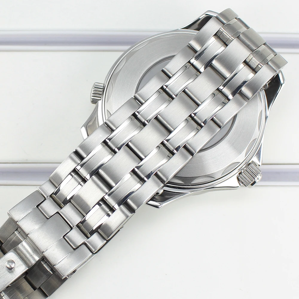 41mm 316L Edelstahl Uhrengehäuse Armband Saphirglas für Seamaster 300 NH35 NH36 NH38 Uhrwerk 31mm Zifferblatt Transparente Rückseite – Detail 4