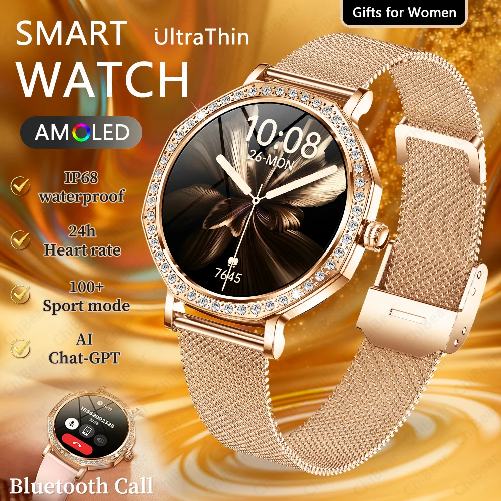 

2025 Новые Смарт-часы для женщин, подарок, 1,32 дюйма, полный сенсорный экран, спортивные часы для фитнеса, Bluetooth-звонки, цифровые умные часы для женщин