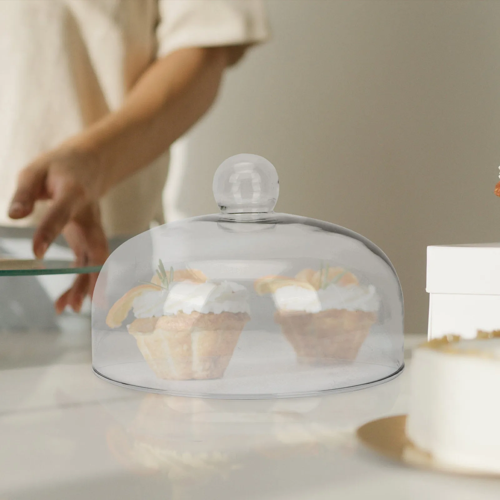 

1 шт. Прозрачная стеклянная крышка для еды, защита от брызг, без свинца, для десертов и тортов, для вечеринок и банкетов