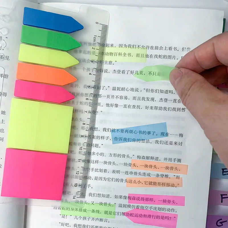 KindFuny 140 Sheets Transparent Sticky Notes Self-Adhesive Annotation Books Bookmarks Memo Pad Index Tabs Stationery