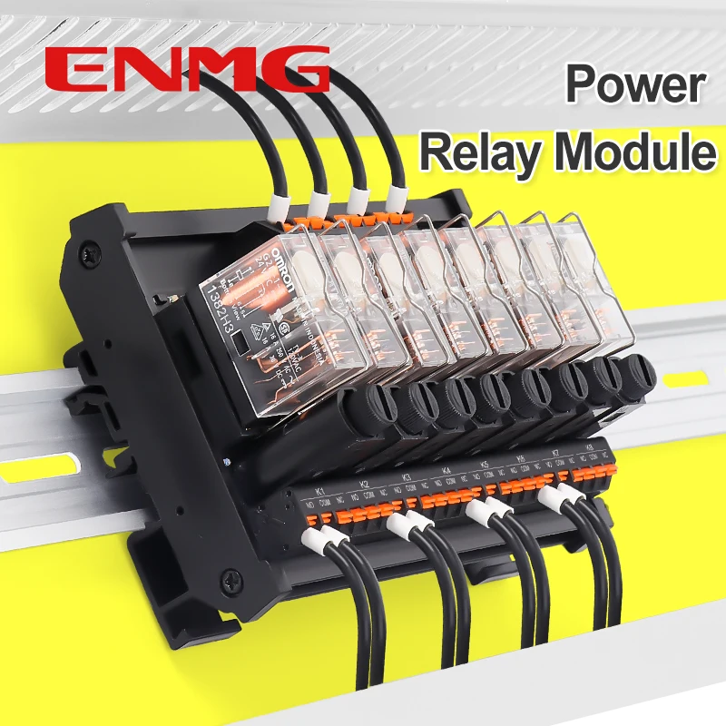 ENMG Inline Screw Type Power Relay NPN/PNP Module 2 4 6 8 10 16 Way PLC Isolated Amplifier Board DC 24 vdc Module fuse protector