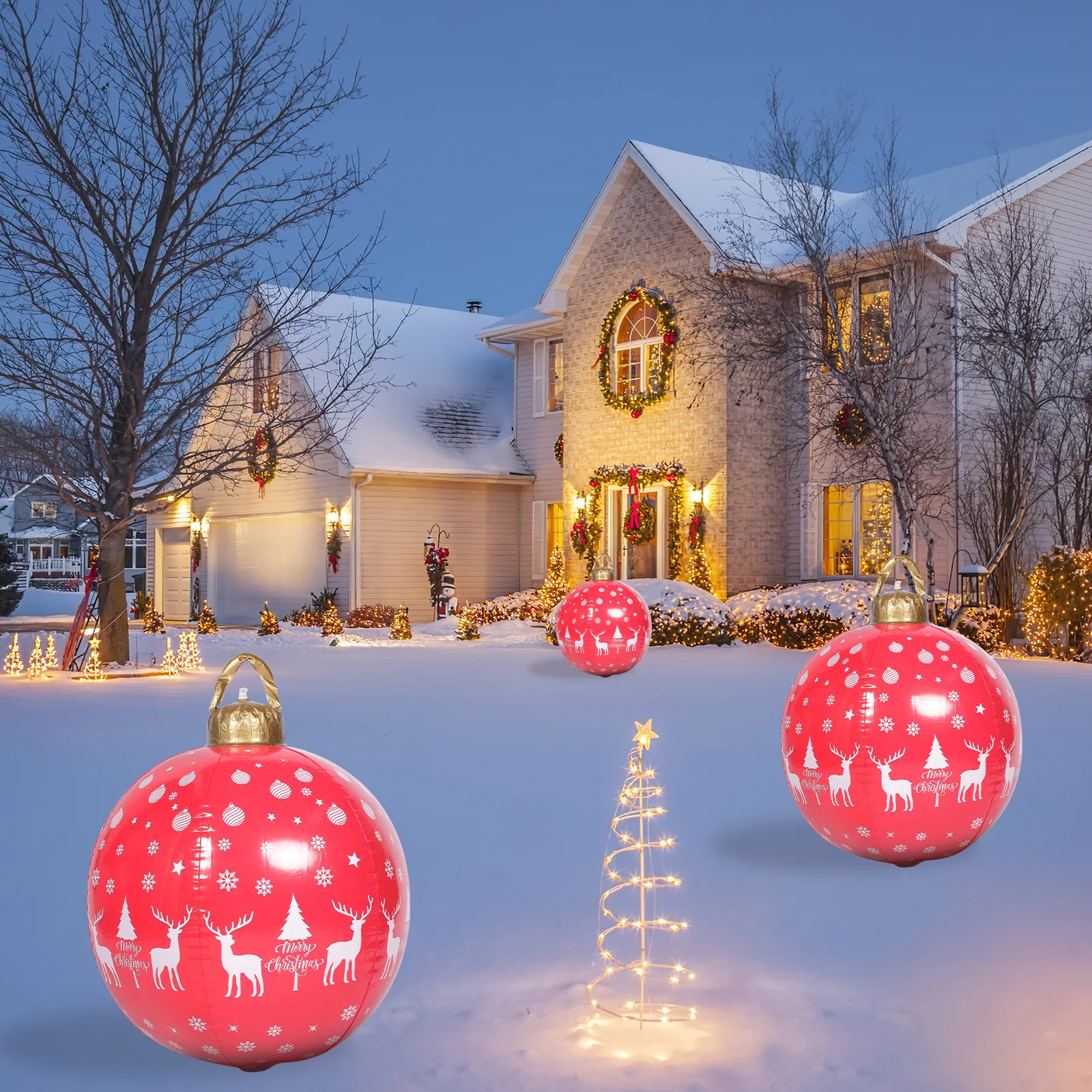 

Giant Inflatable Christmas Ball Outdoor Indoor Holiday Decoration for Lawn Garden Yard Porch Xmas Party Festive Display Ornament