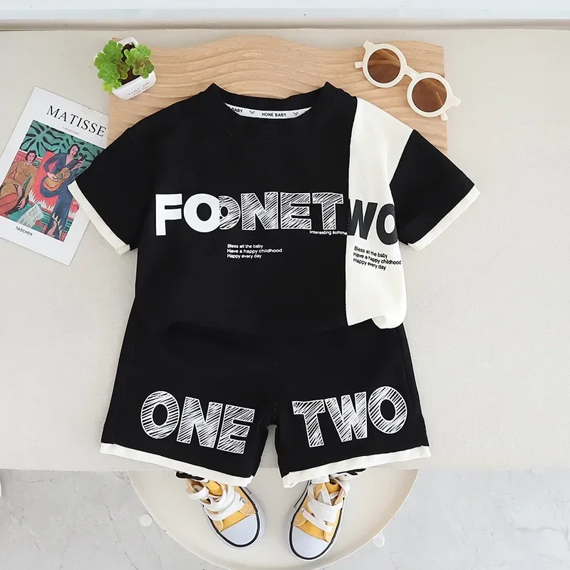 Children's Summer Set Two-piece Children's Suit 2024 New Boys' Fashion and Comfortable Summer Short-sleeved T-shirt