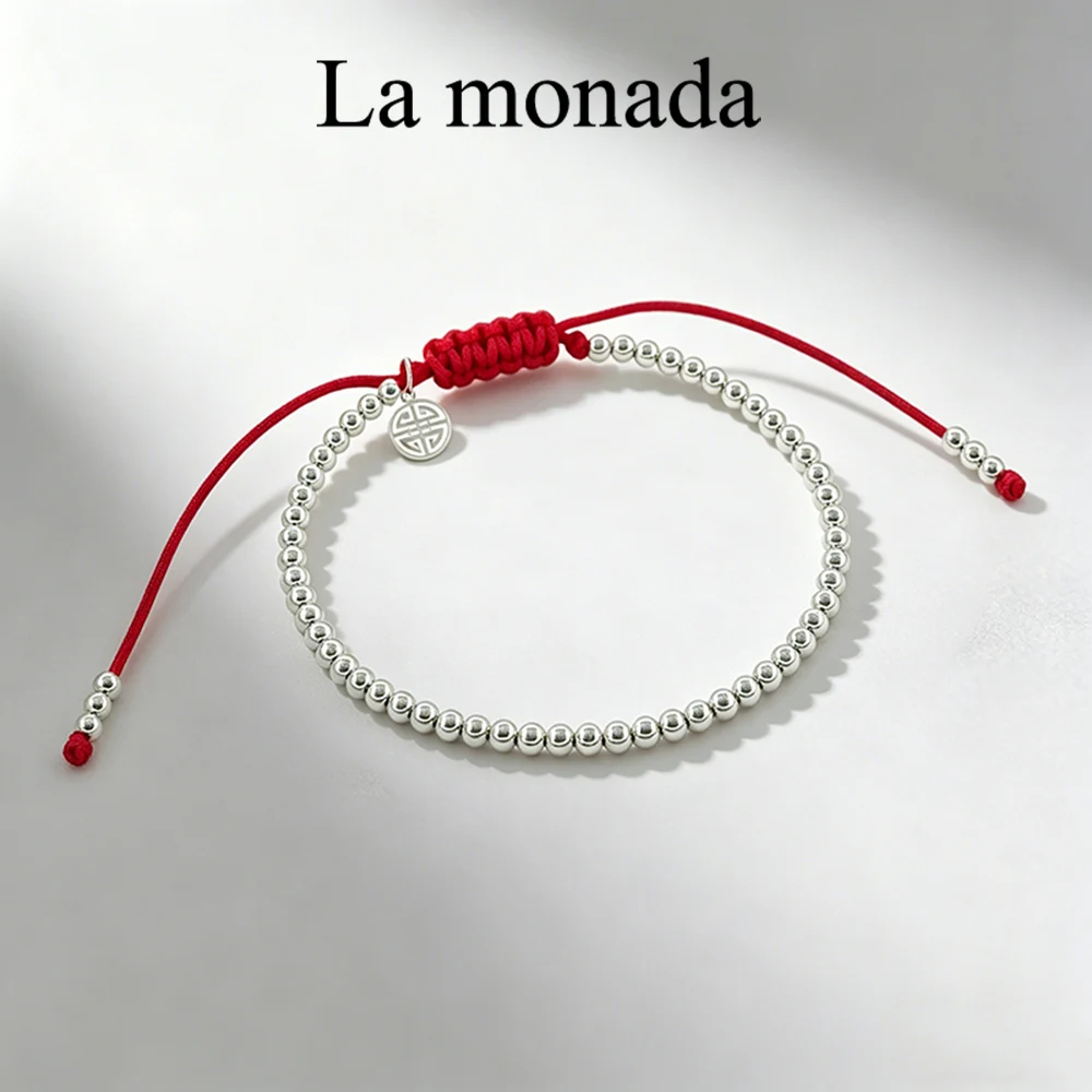 925 Sterling Silver Red String Bracelet for Women Adjustable Lucky Charm Beaded Red Thread Bracelet Red Thread For Hand