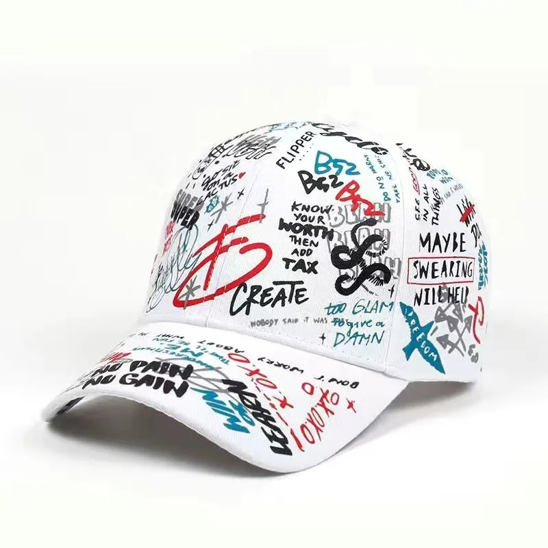 Fashion Letter Baseball Cap Graffiti Sun Hip Hop Cap Visor Spring Hat Men Adjustable Snapback Cotton Cap For Women Men Hats