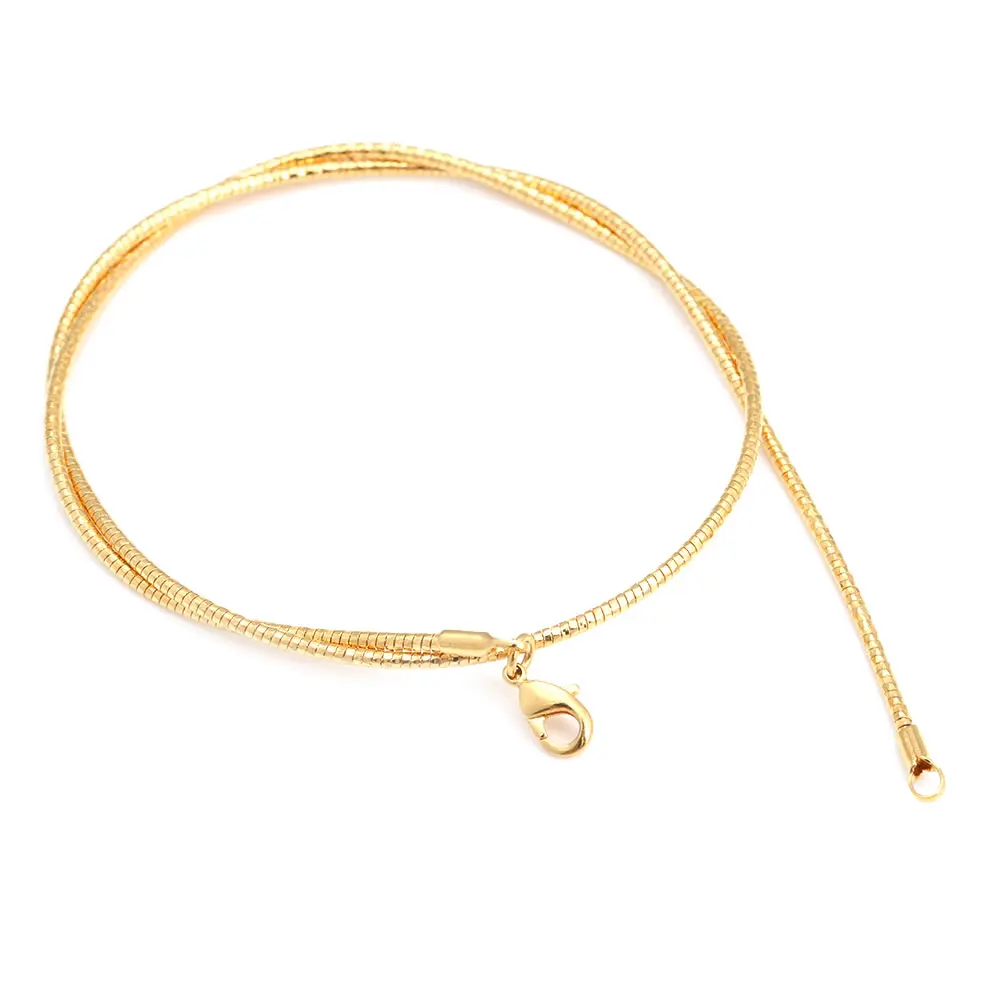 40CM 24K Gold Color Copper with Lobster Clasps Finished Necklace Snake Chains Jewelry Making Supplies Diy Findings Accessories