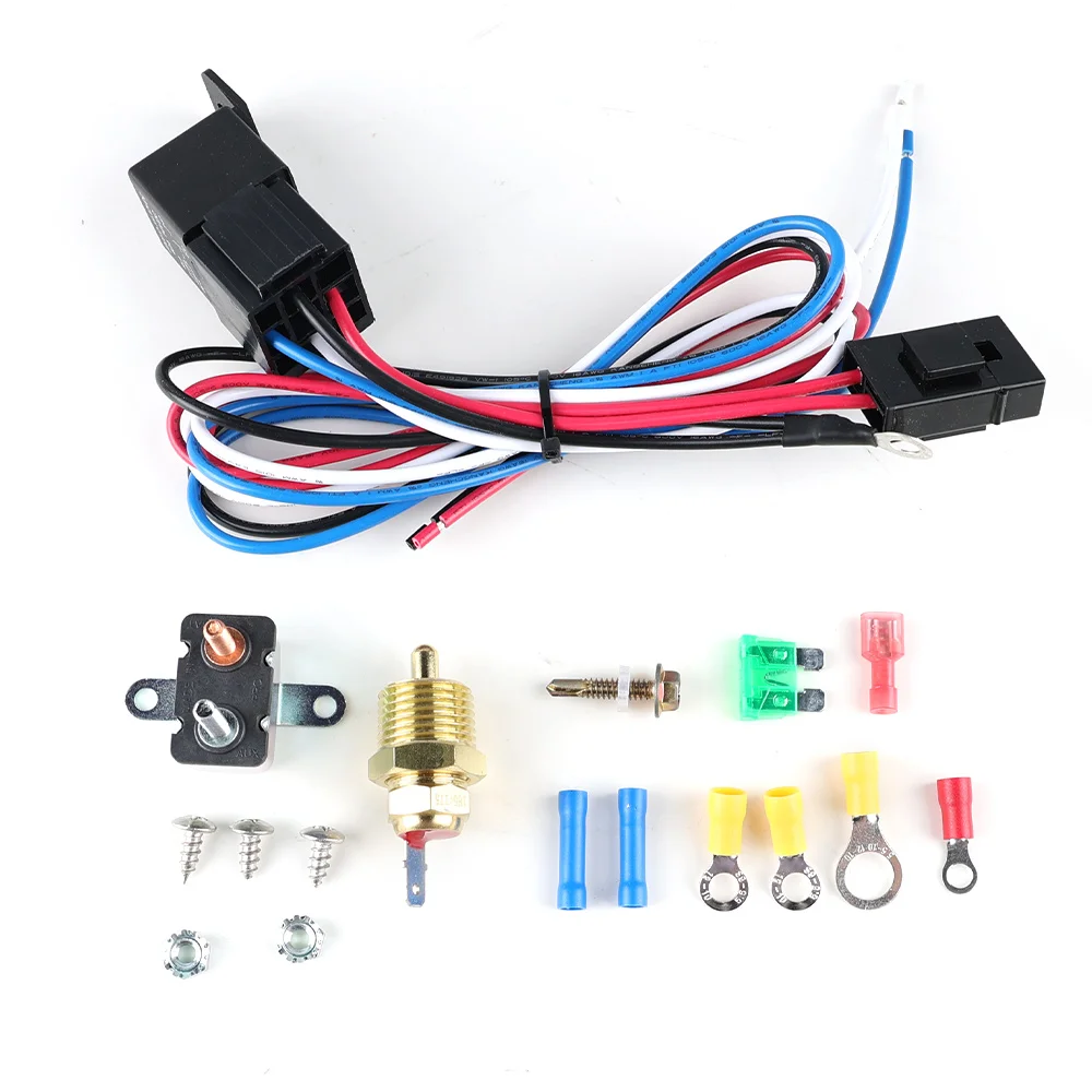 175-185 Degree Electric Cooling Fan Thermostat Kit Temp Sensor Temperature Switch 40A RELAY KIT