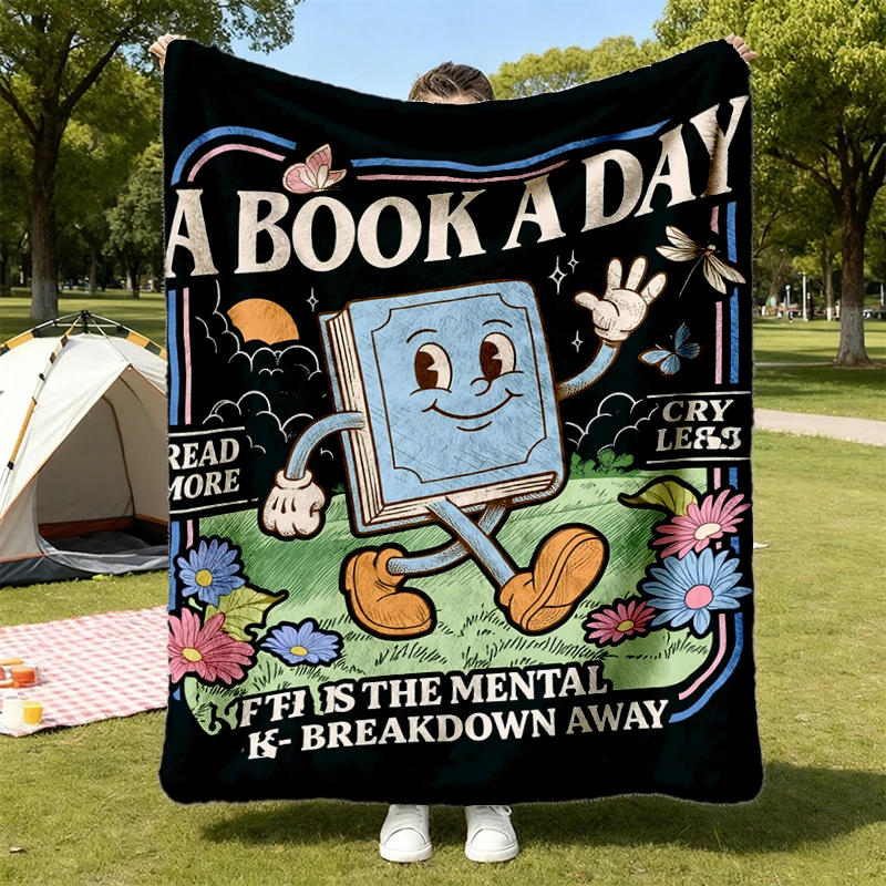 A Book A Day Keeps The Mental Breakdown Away Comfy Blanket, Book Lover Mental Health Flannel Blanket