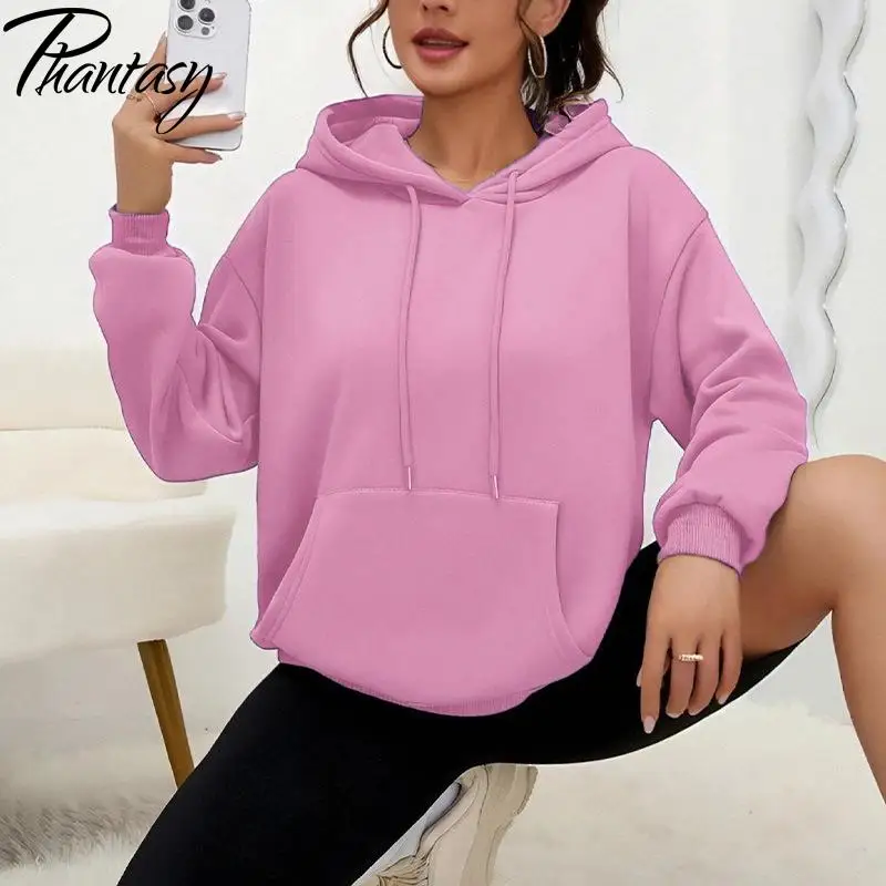 Phantasy Color sólido Sudadera con capucha moda Casual suelto cordón bolsillo suéter de manga larga mujeres Multicolor Unisex mujeres ropa de calle