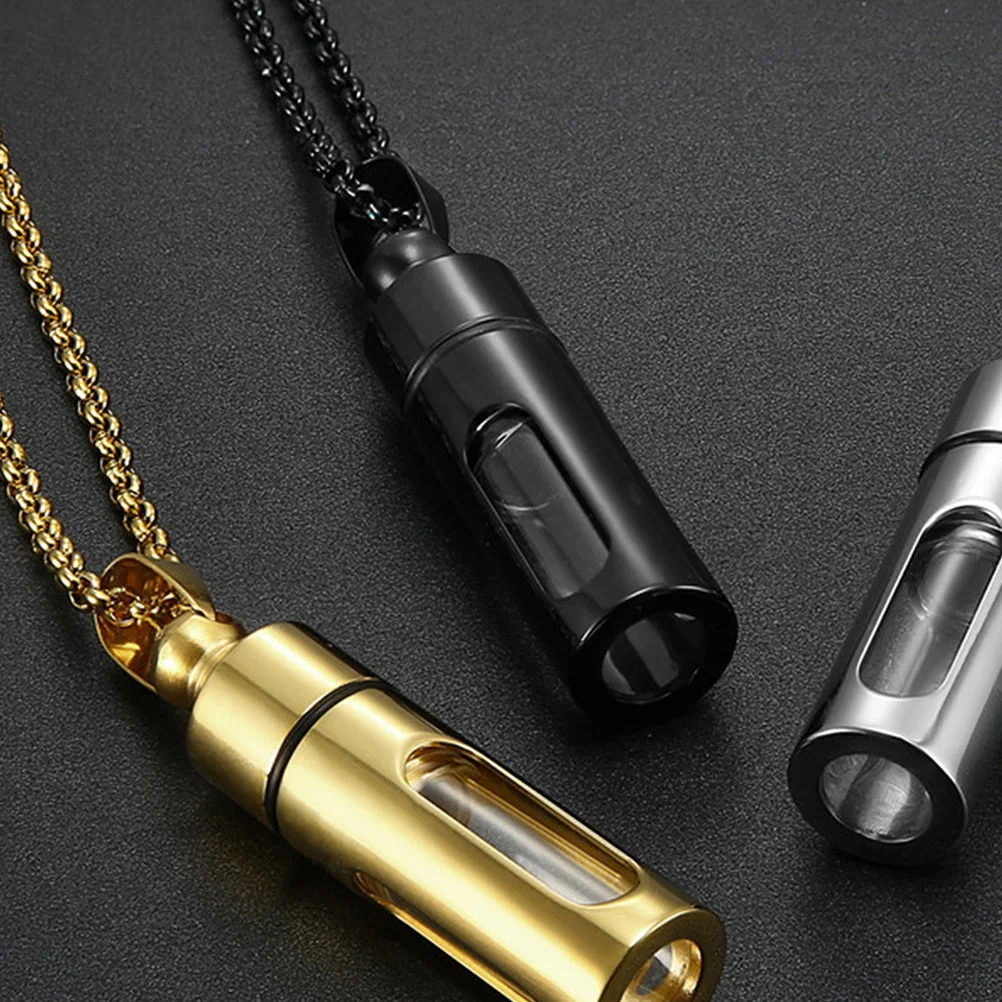 

1Pcs Creative Perfume Bottle Necklace Stainless Steel Aroma Pendant Fine Workmanship Chic Neck Decor Women Men Neck Pendant