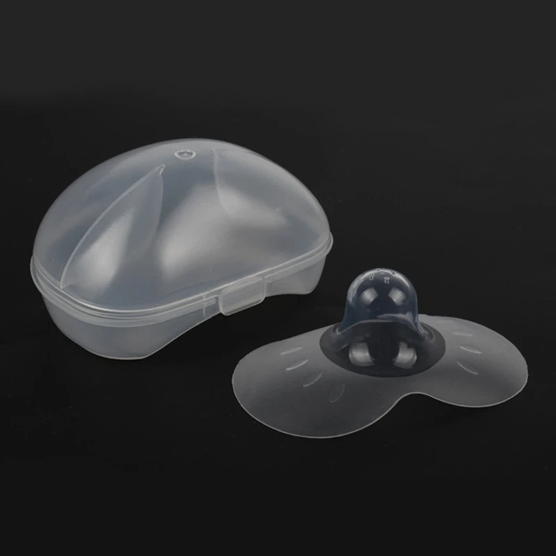 2pcs Silicone Nipple Protectors Feeding Mothers Nipple Shields Protection Cover Breastfeeding with Clear Carrying Case