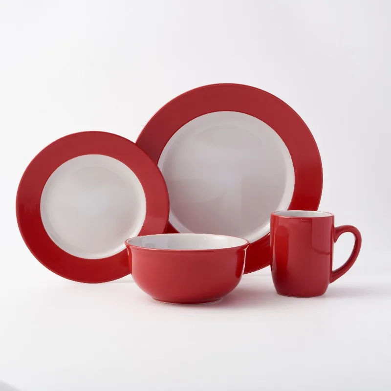 Wholesale Deluxe Stoneware Tableware Set Red Matte Ceramic Tableware Home Exclusive Design