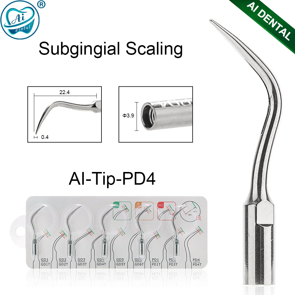 Końcówki ultradźwiękowe AI Dental seria BG do skalowania naddziąsłowego/p-poddziąsłowego/E-ED endodontyka/DG-naddziąsłowy/PD-poddziąsłowy