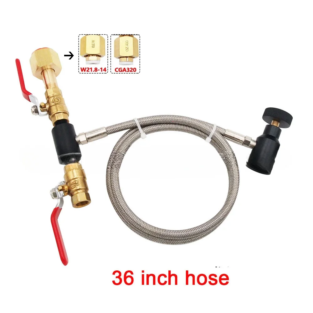 

Соединитель быстрого надувания CO2, резьба G1/2-14 с 36-дюймовой стальной плетеной трубой