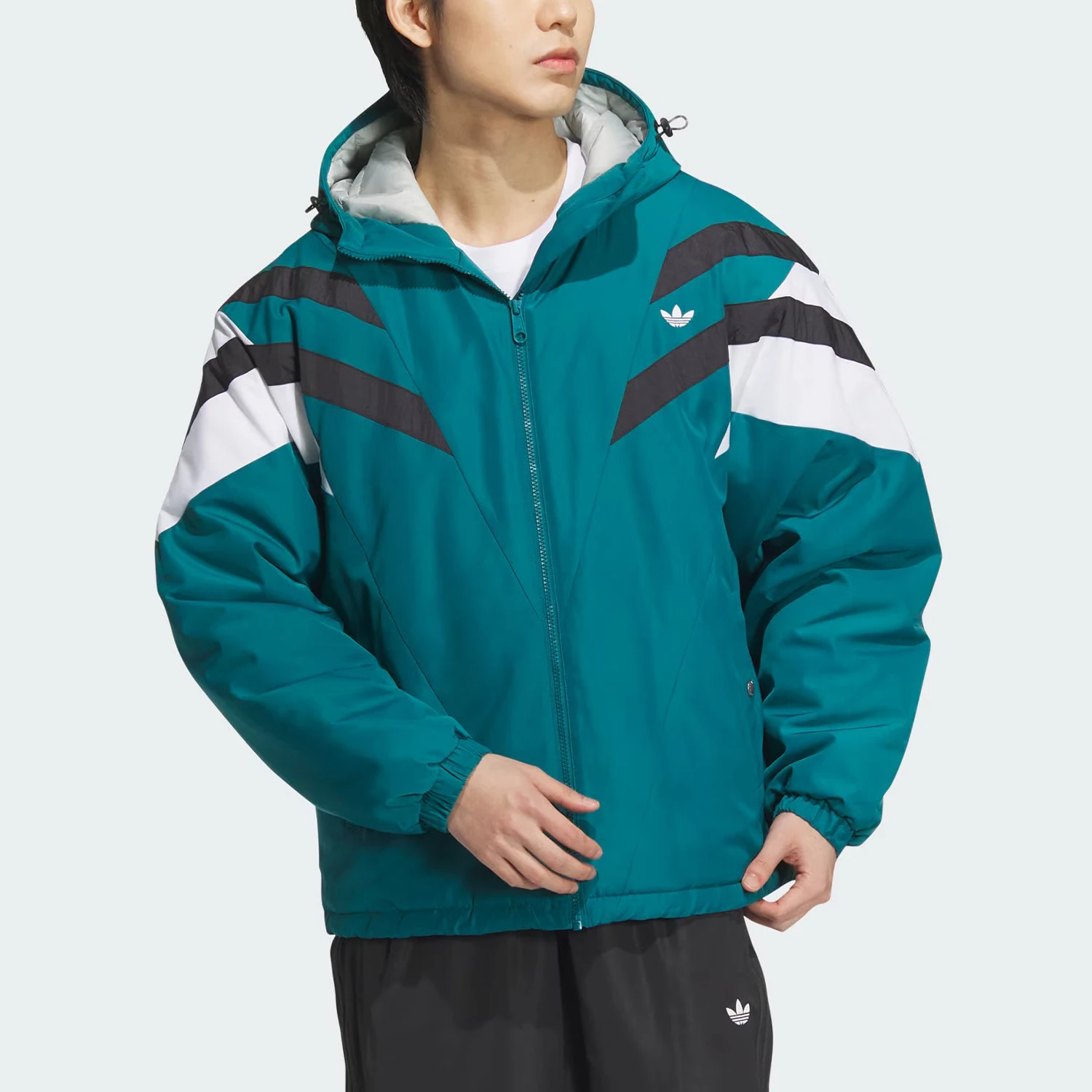 Adidas genuine clover men's spliced warm outdoor sports cotton jacket JJ4970