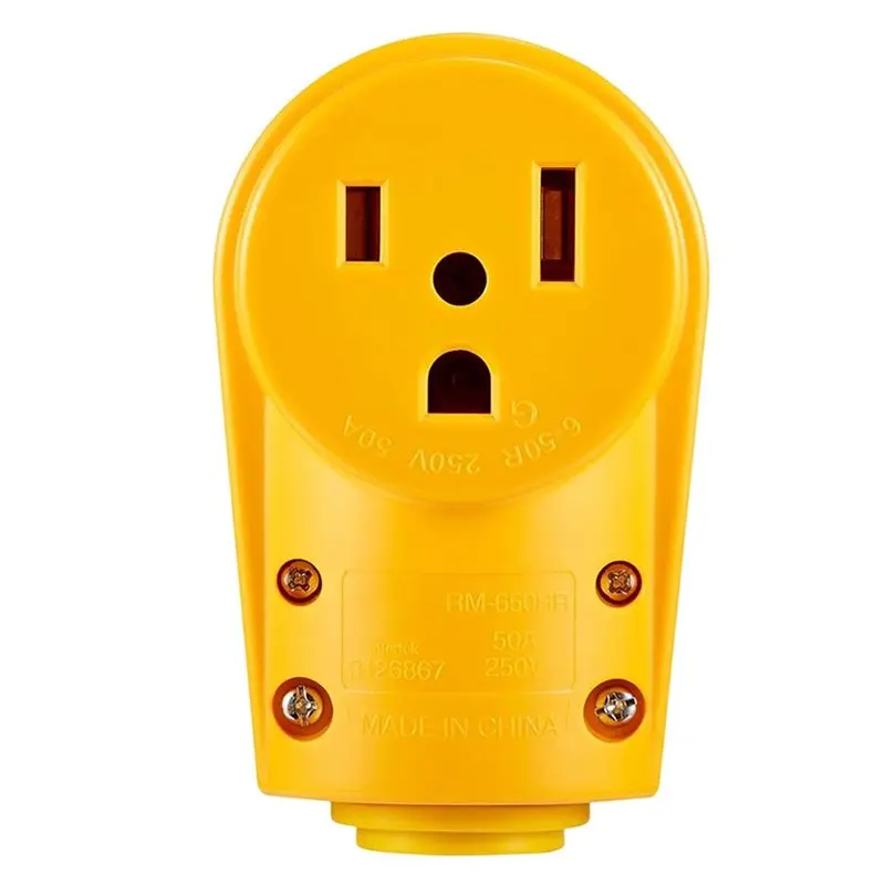 [NEWA08R】 NEMA 6-50R 250V 50 Amp 3-Prong Receptacle Female Plug, Yellow Color, Easy Unplug, Heavy Duty Welder Design, US Standar