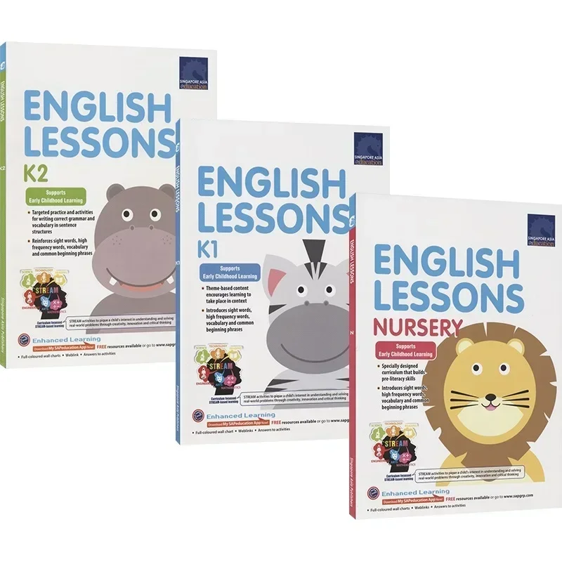 

SAP English Lessons Nursery K1 K2 Singapore English Lessons Nursery Series 3 VolumesBook