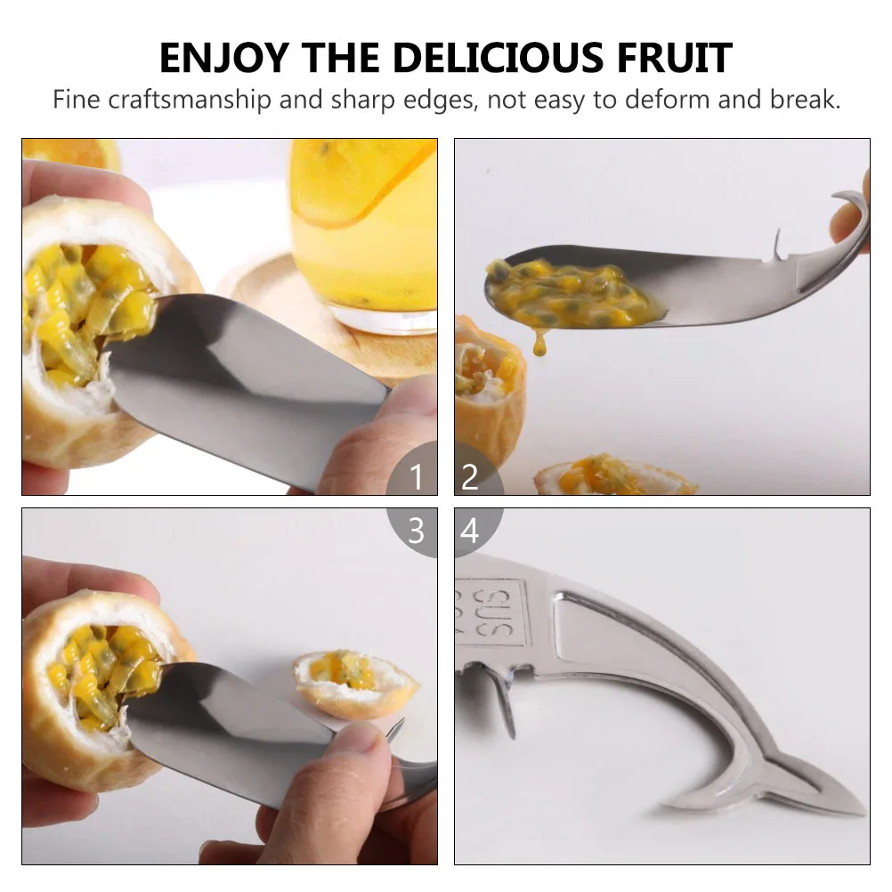 Extracteur de fruits de Passion en acier inoxydable, 2 pièces, conception en forme de baleine, Gadget de cuisine artisanal fin, pas facile à déformer