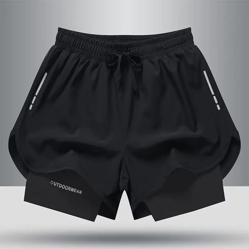 Men's Running Marathon Sports Shorts Quick Dry Inner  Fitness Training Three-quarter Length Casual Loose Fit Summer Shorts