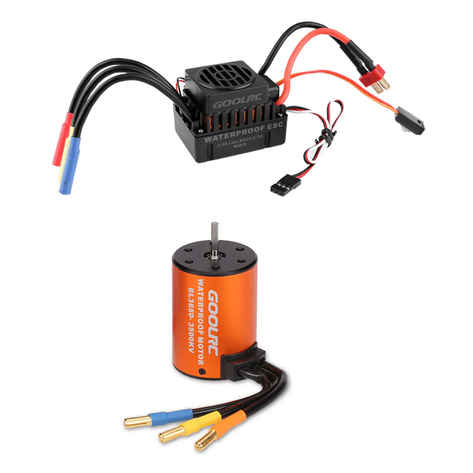GoolRC ترقية محرك بدون فرشاة مقاوم للماء 3650 3500KV مع مجموعة كومبو 60A ESC لشاحنة سيارة RC 1/10 #2