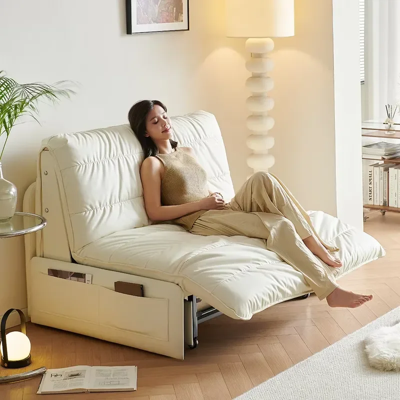 

Genuine Leather Electric Sofa Bed for Remote Recliner Sleeper Extendable Foldable Convertible Modern Soft Storage for School
