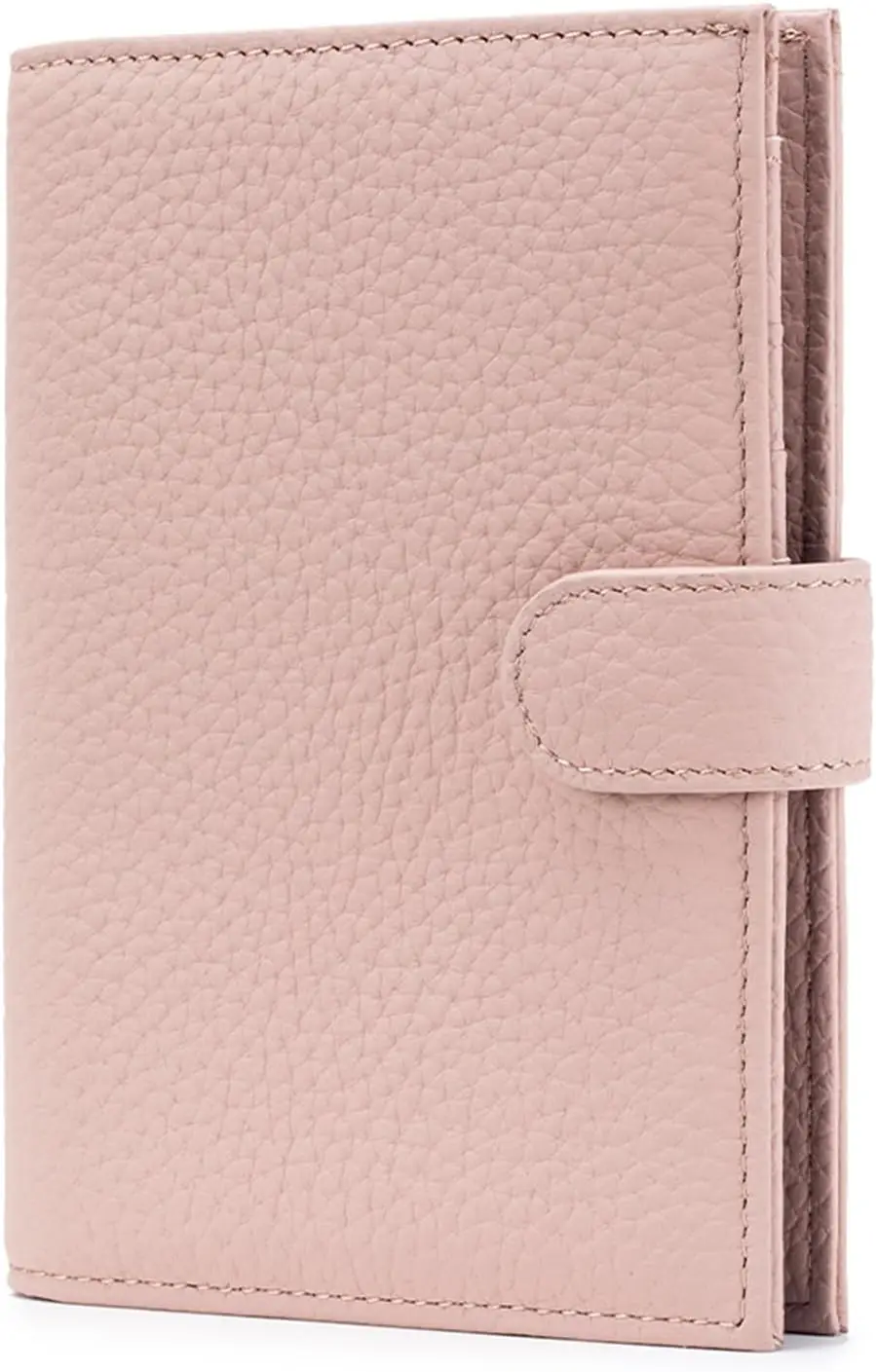 

Leather RFID Blocking Passport Holder for Women, Slim Travel Wallet with Card Slots and Zippered Pocket in Pink