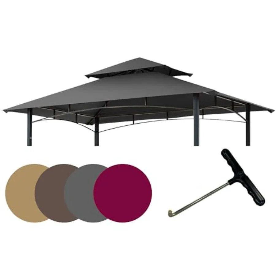 8'x5' Grill Gazebo Canopy Cover - Waterproof Replacement Top with T-Hook