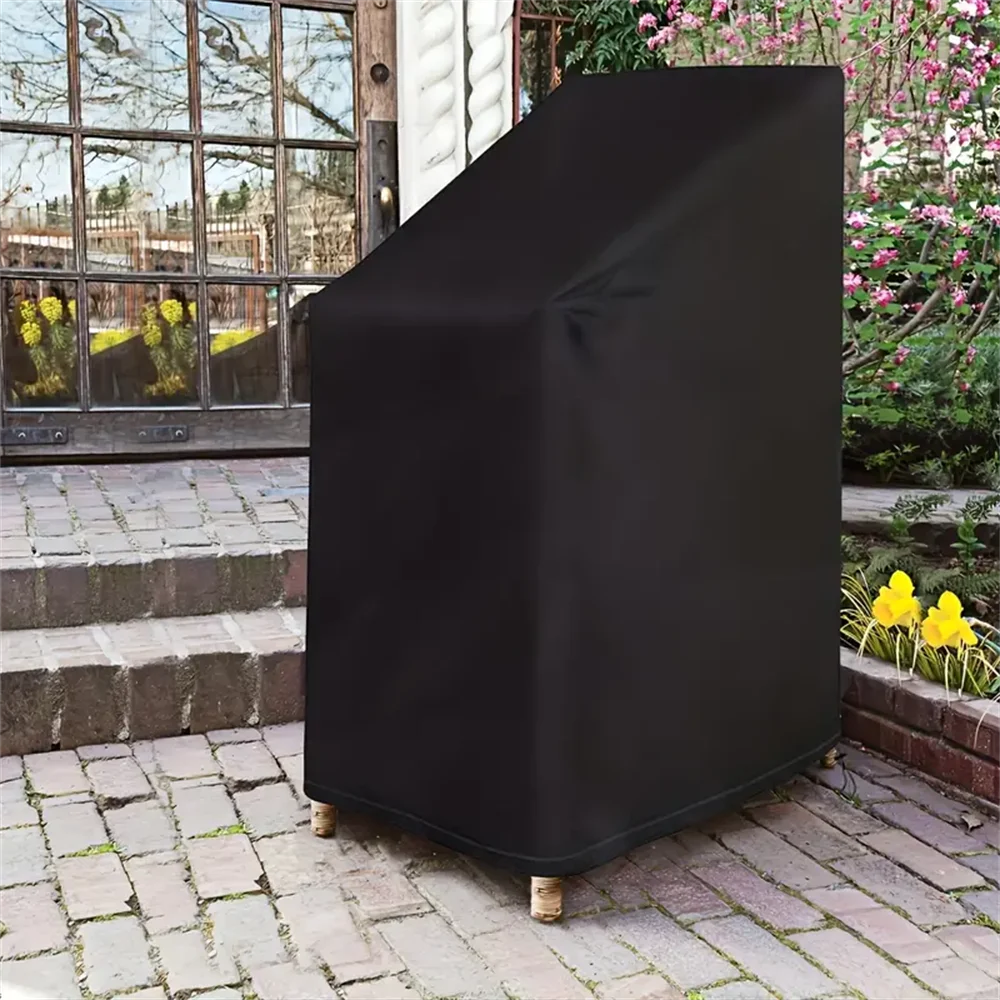 1pc Heavy-Duty Waterproof Patio Stackable Chair Cover , UV and Wind Resistant, 210D Oxford Fabric Outdoor Lounge Chair Protector