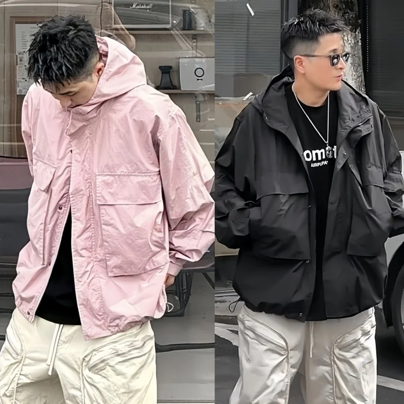 

Весенне-осенний свободный мужской джгут с капюшоном, повседневная рабочая одежда большого размера, ветрозащитное модное городское пальто