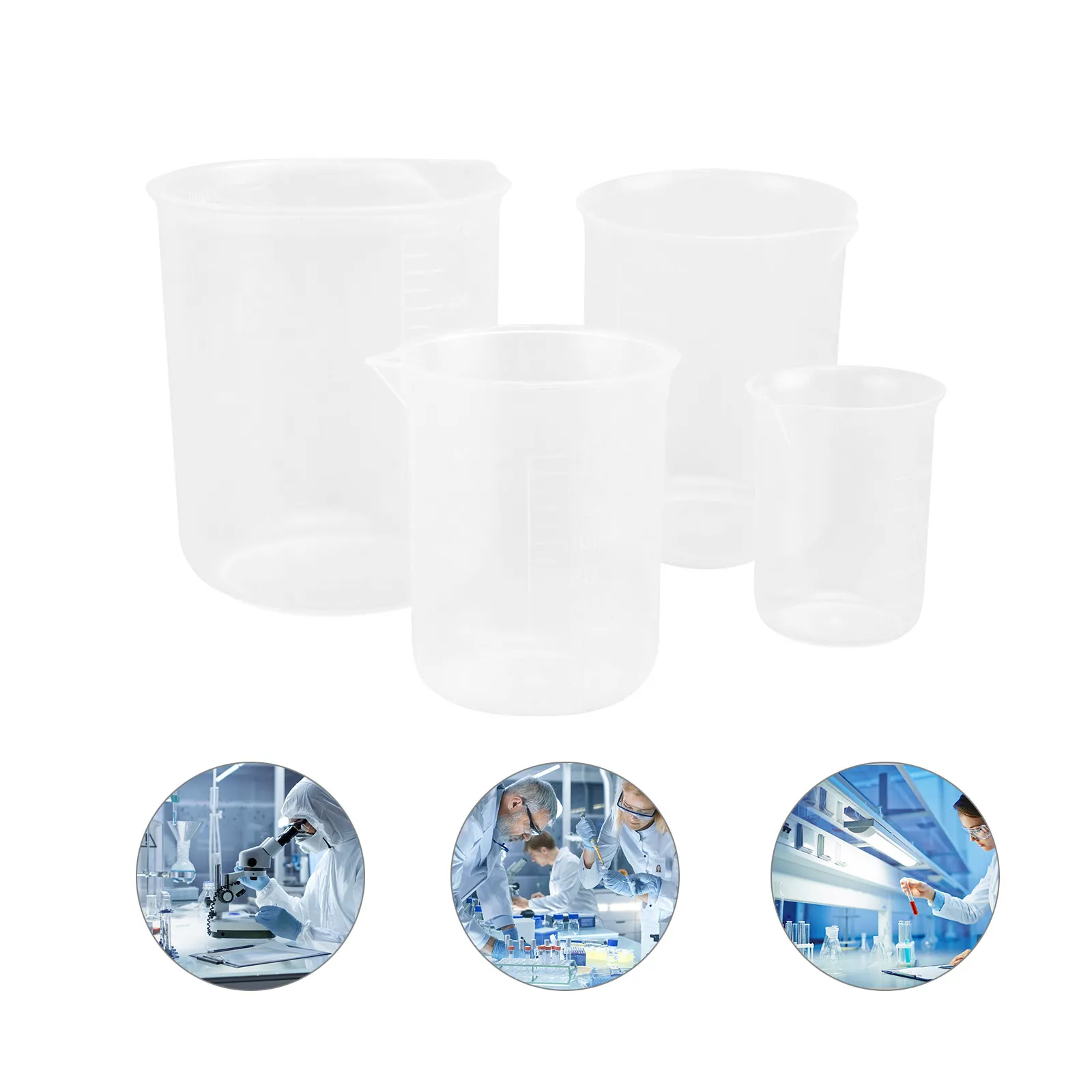 4Pcs Plastic Graduated Measuring Cups Transparent PP Material Set for Kitchen Laboratory 50ml 150ml 250ml 500ml Multi Size