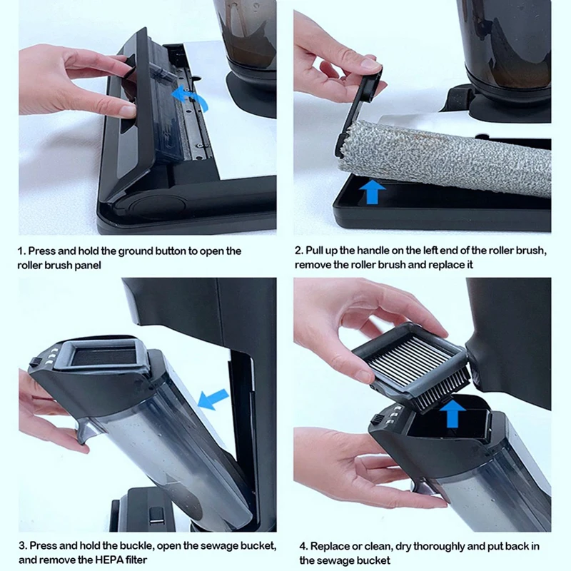 4X For Tineco Floor ONE S5 Cordless Wet Dry Vacuum Cleaner Set Replacement Brush Roller And Vacuum Accessories