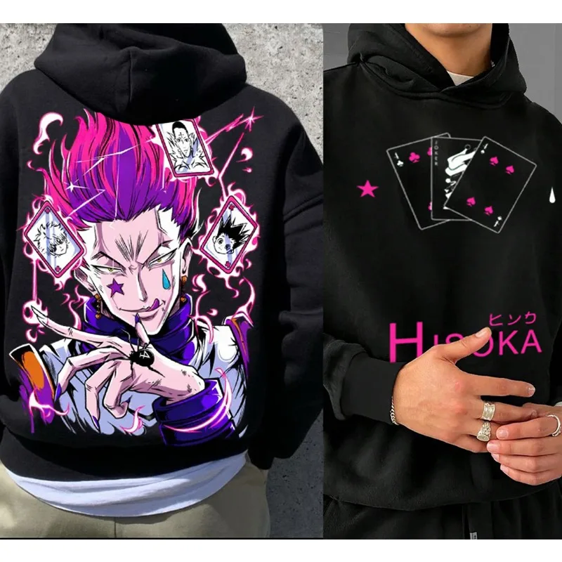 

Harajuku аниме HUNTER×HUNTER мужские толстовки с длинными рукавами зимняя хлопковая спортивная одежда с принтом Hisoka Y2K модная мужская одежда