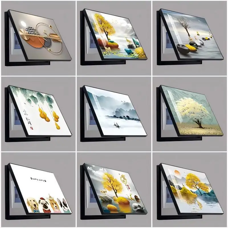 Meter box decorative painter and gourd restaurant entrance free punching living room distribution box blocking hanging paintings