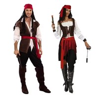 Captain Jack Sparrow Costume Adult Men Women Pirate Pirates of the Caribbean Cosplay Female Carnival Halloween Sexy Cosplay Set