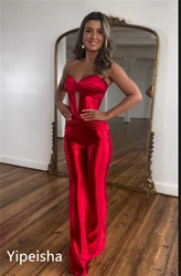 Customized Evening Sexy Casual Satin Ruched Clubbing A-line Sweetheart Bespoke Occasion Gown Long Dresses