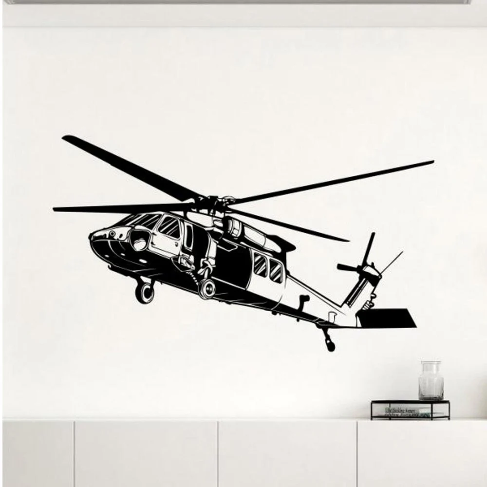 Helicopter Wall Decal Vinyl Sticker Air Forces Wall Sticker Kids Room Decor Poster Gift Removable Waterproof Wallpaper S640
