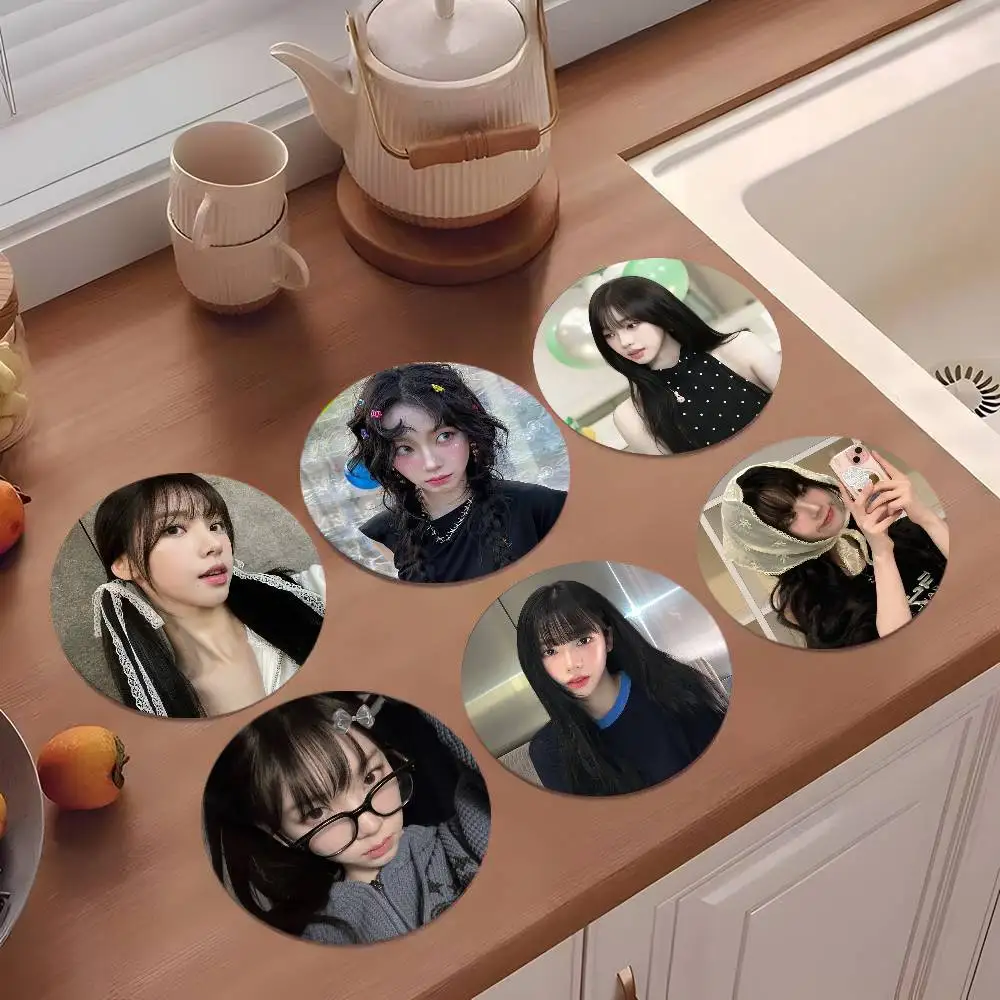 K-Karina A-Aespa-S Coasters Round Wooden For Cute Design Sui