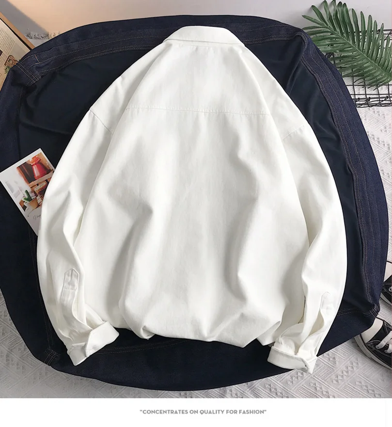 100% Cotton Casual Shirts Men Long Sleeve Oversize Spring Underwear Cargo Pocket Outerwear Japan Style Solid Streetwear 2023