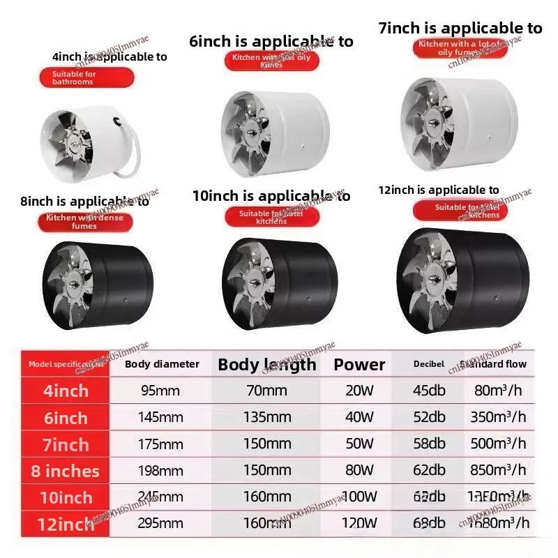 High-speed Pipeline, High-power Sound Ventilation Fan, Kitchen Range Hood, Household Cylindrical Exhaust Fan, Low Noise view 5