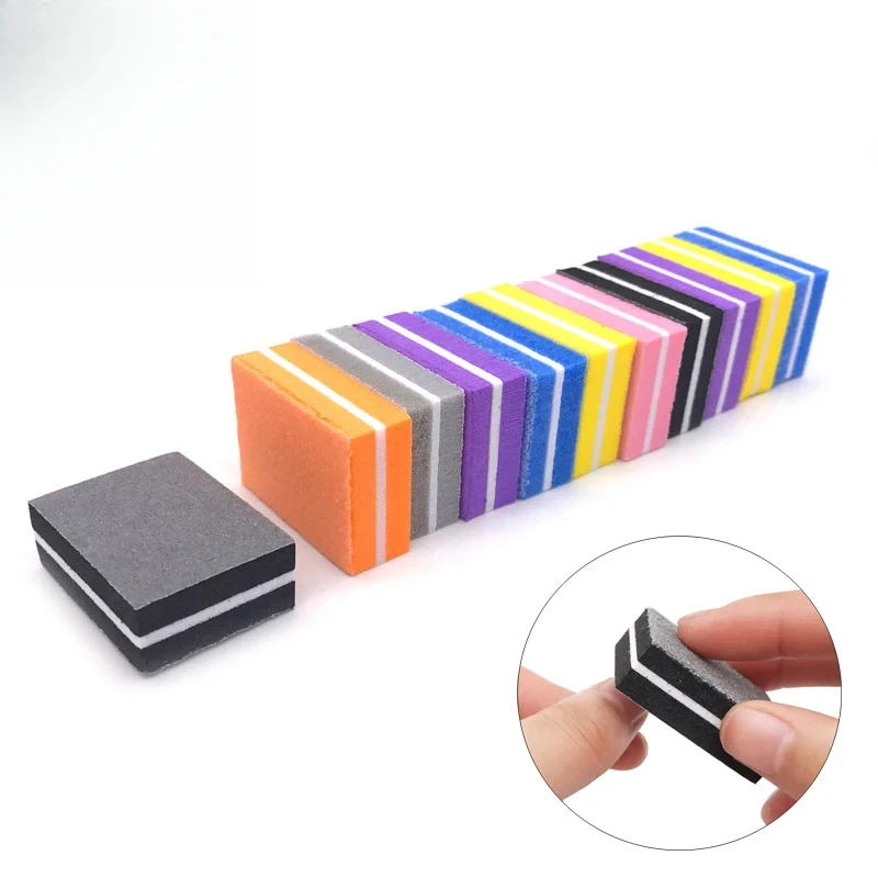 20pcs/Lot Mini Sponge Nail File Colorful Sanding Buffer UV Gel Polish Manicure Set Block Nail Files Double Side Nagel Vijl Tools