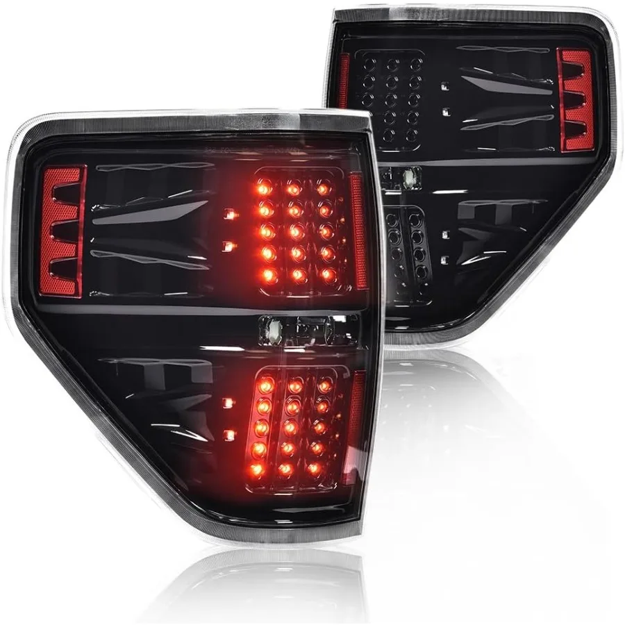 

LED Tail Lights Compatible with 20092014 F150 LED Point Style BL3Z13405B Black Housing Clear Lens Rear Tail Lamp Lights Assemb