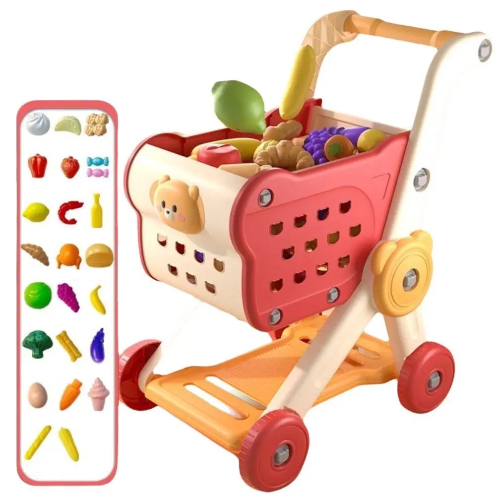 Carrito de compras de tamaño Mini, juguete de fruta simulada, comida, verduras, supermercado, diseño de carrito de mano, juguete educativo, juego para niños pequeños
