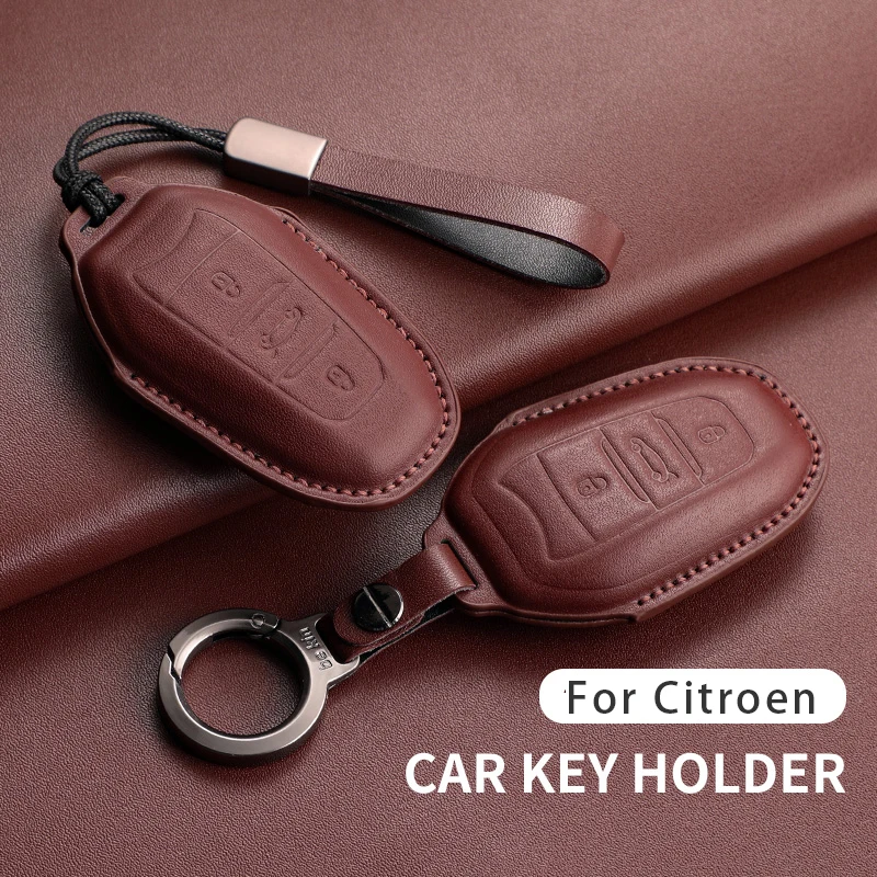 Original Cars Color Leather Key Case Cover For Citroen C3 C4 C7 CACTUS C5 DS4 DS5 Car Key Case Anti-Scratch Protecter Accessorie