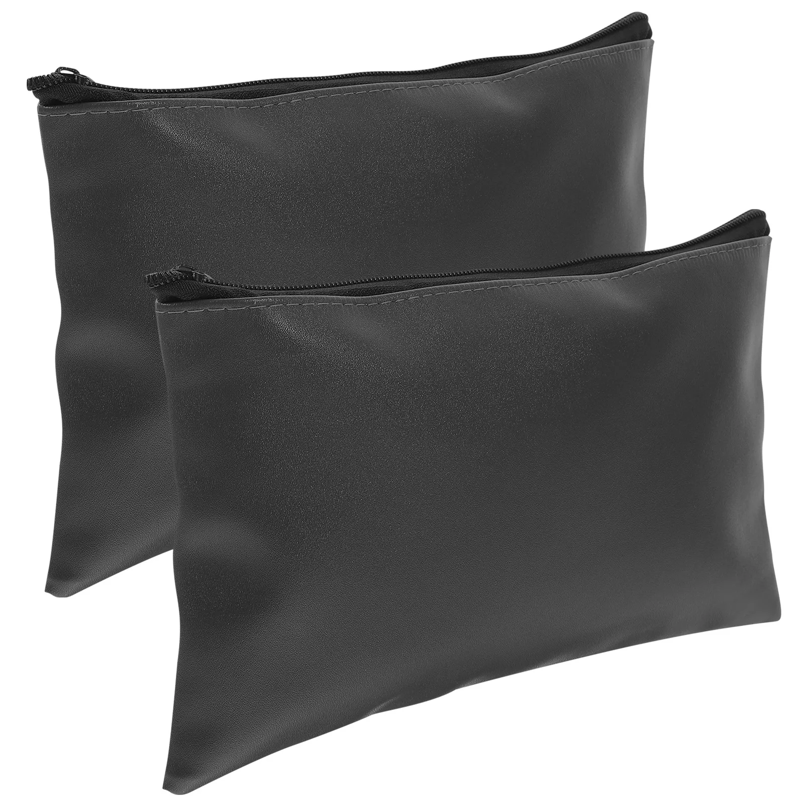 

2pcs Waterproof File Bag Folder Document Holder Black Portable Money Pouch Cash Receipt Container Zippered