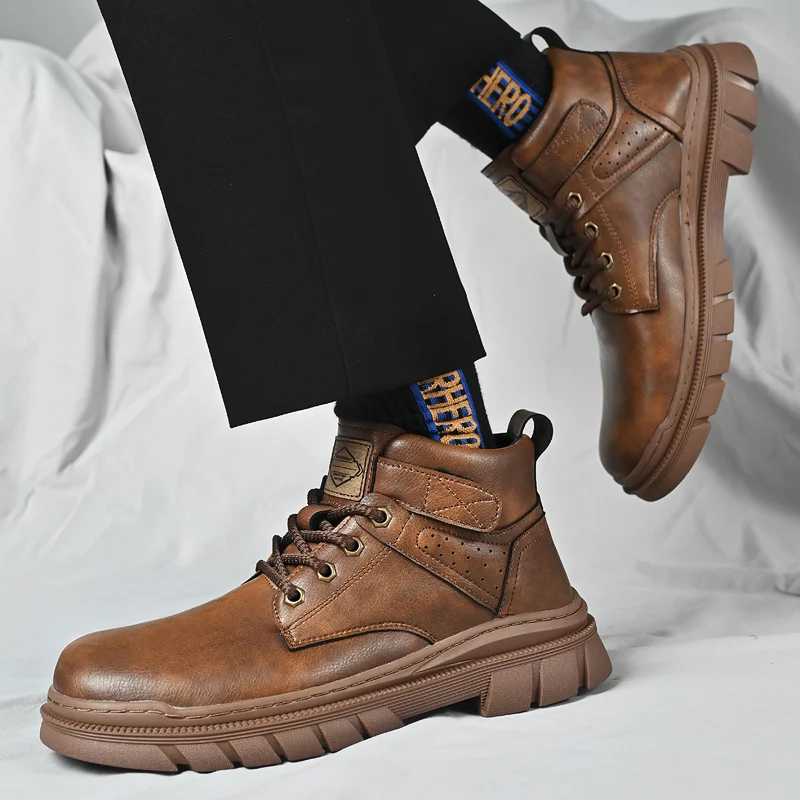 

Мужские ботинки на толстой подошве, классический стиль высокого качества в стиле ретро, хит продаж, осенне-зимняя уличная повседневная модная роскошная обувь