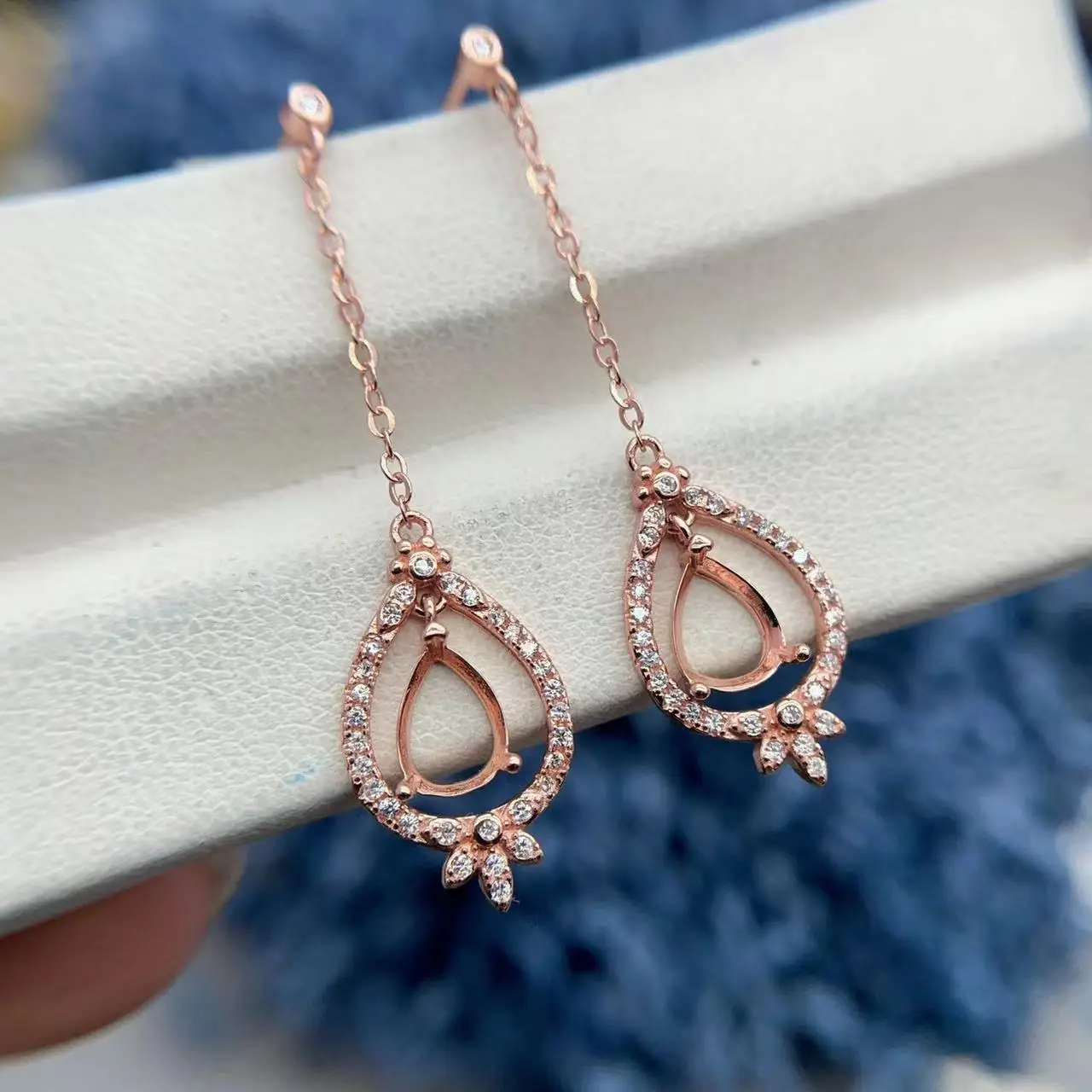 

MeiBaPJ 6*8 мм капли воды камень S925 стерлингового серебра DIY серьги установка женские изысканные очаровательные ювелирные изделия база оптовая продажа аксессуары