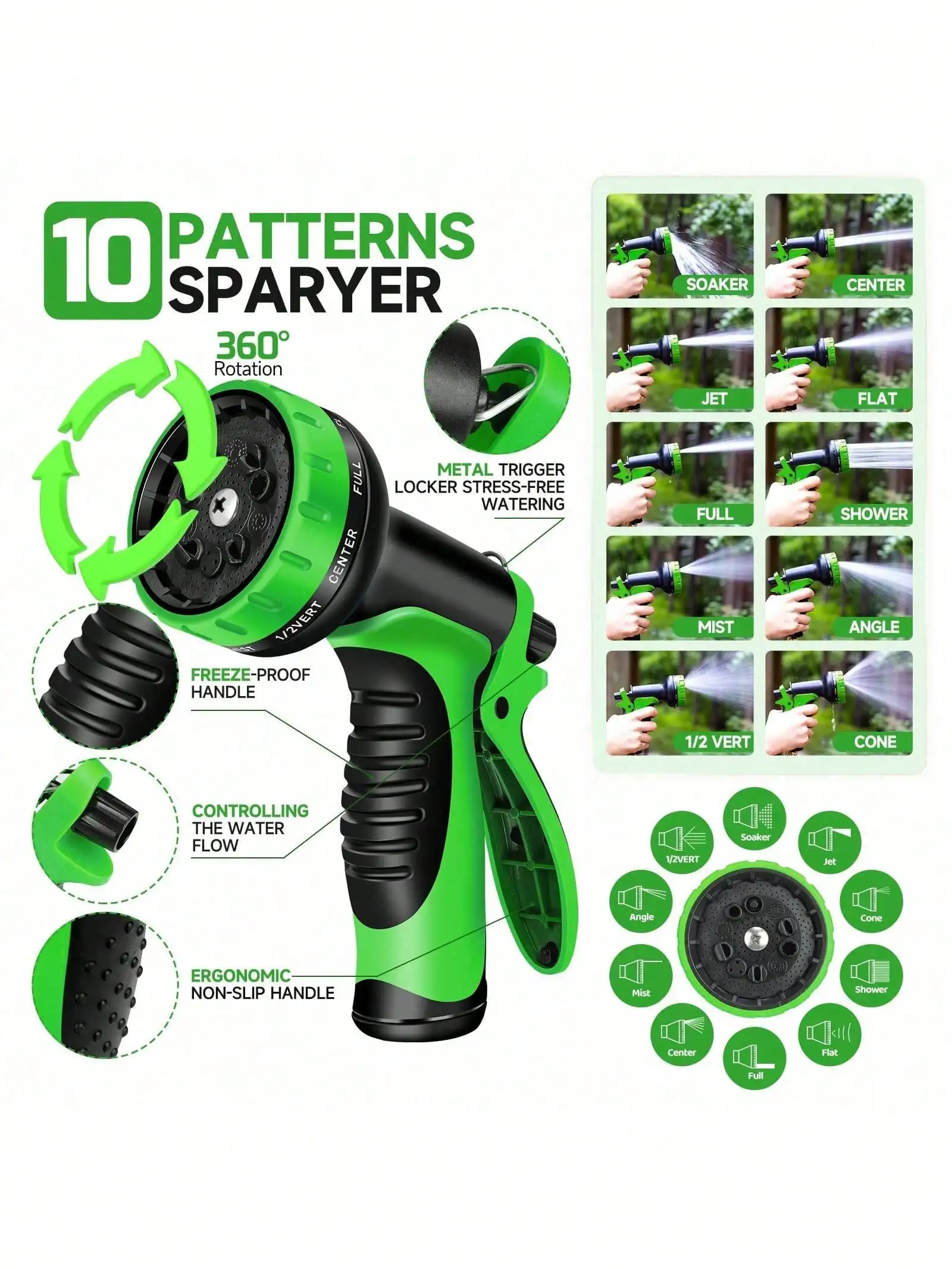 Stretchable Garden Hose, 100 Ft, Kink Free, 10 Pattern Spray Nozzle, Leak Proof, 3 4 Inch Connectors, for Yard Outdoor