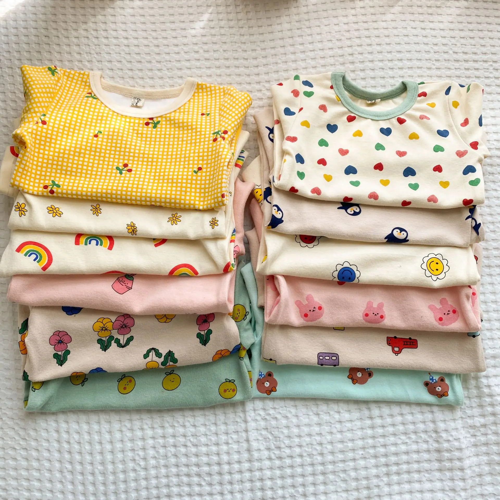 2025 Autumn New Childrens Girls Brushed Underwear 2PCS Set Baby Girl Cartoon Printed Cotton Pajamas Kid Girl Home Fur Set